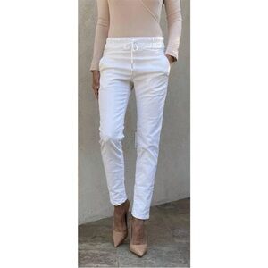 FLOG Belinda White Ankle Pant Pull On Tie Waist Trendy Basic Snakeskin Sz 27